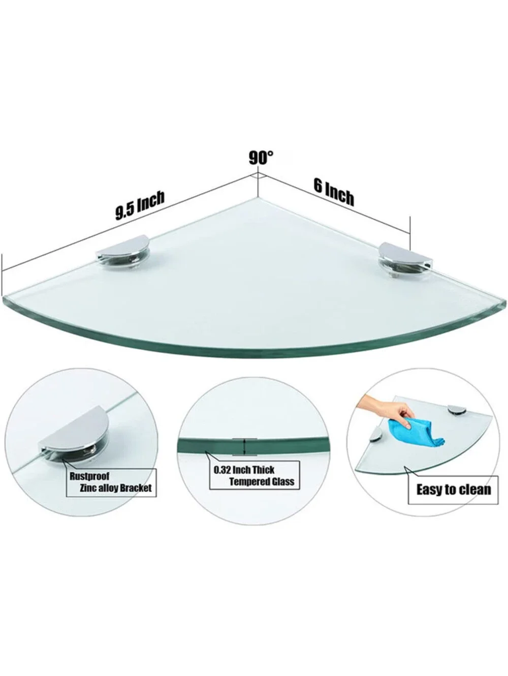 SHUAIAIW 2pk Glass Corner Shower Shelf Wall Mount